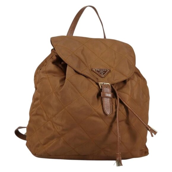 PRADA Backpack Nylon Brown Gold Auth yk18648 - Picture 1 of 16